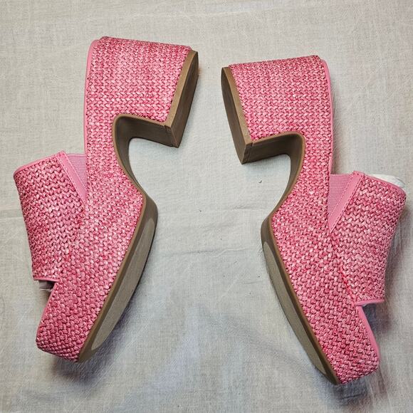 Steve Madden Reign Platform Mule Pink Raffia Sz 8 - Picture 7 of 12